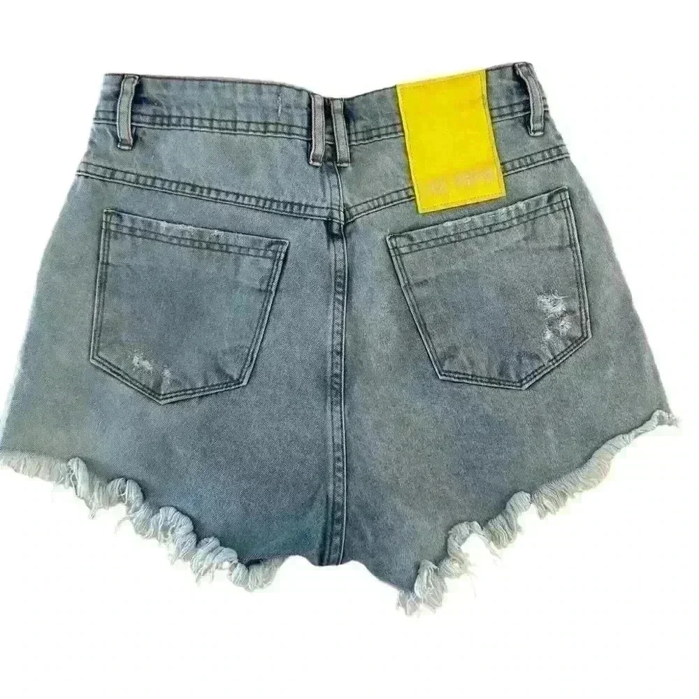LANCA PERFUME NWOT Raw Hem High Ride W/Yellow Leather Logo Stitched On Sz 38/7